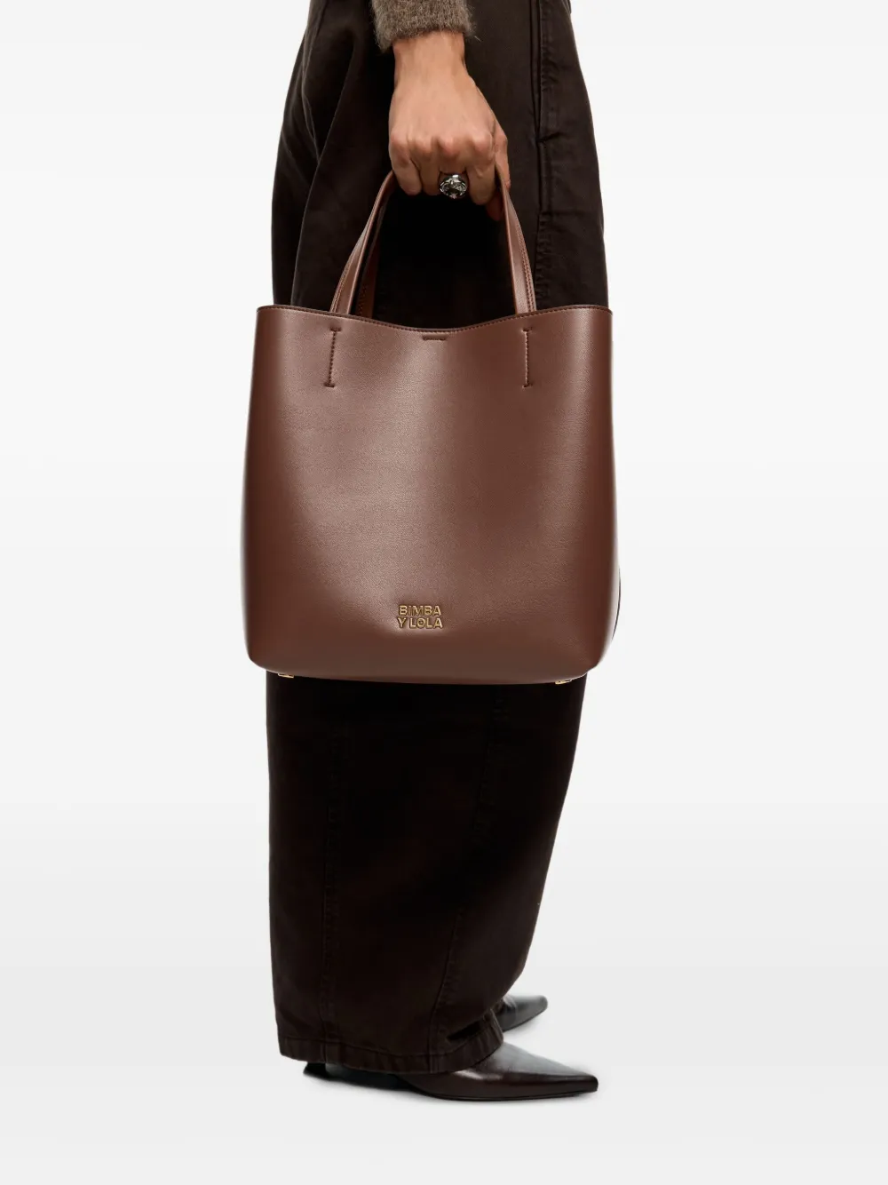 Bimba y Lola Shopper met logoband - Bruin