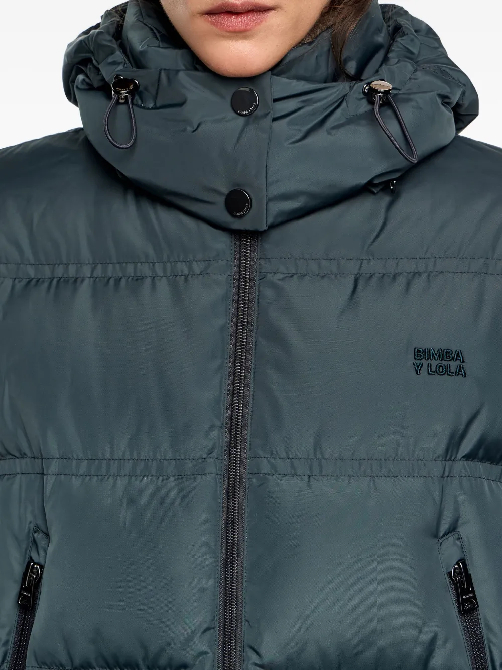 Bimba Y Lola Detachable-hoodie Zip Jacket In Green