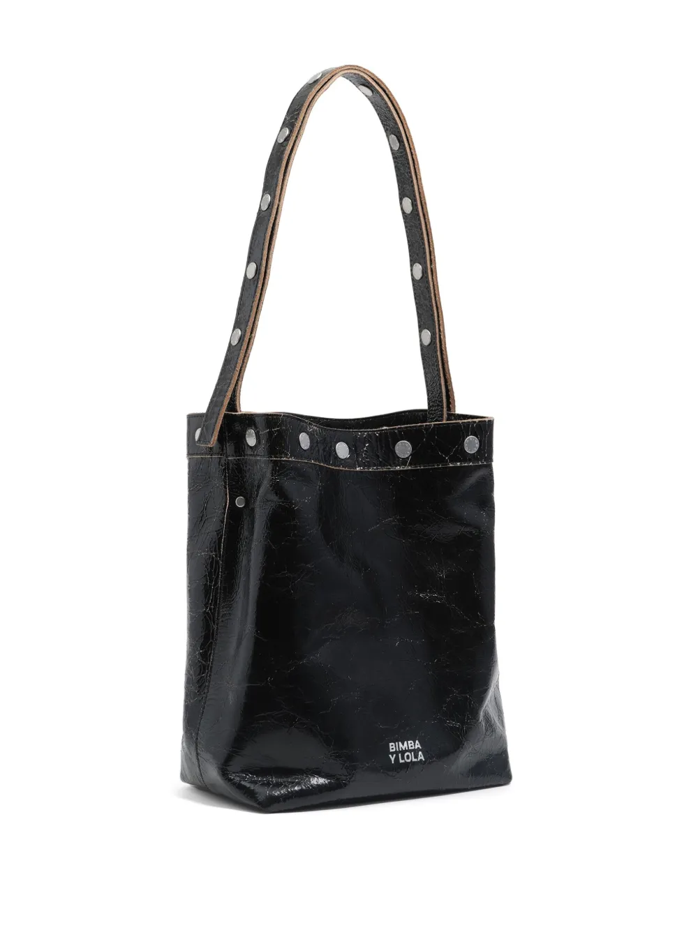 Bimba Y Lola Carlino Studded Leather Shoulder Bag In Black