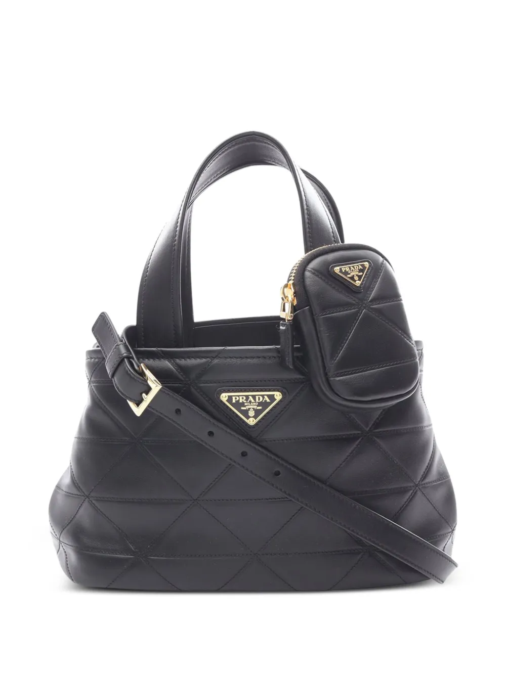 Prada Pre-Owned bolsa satchel de piel capitonada con logo triangular 2013-2025 | negro | Image 1