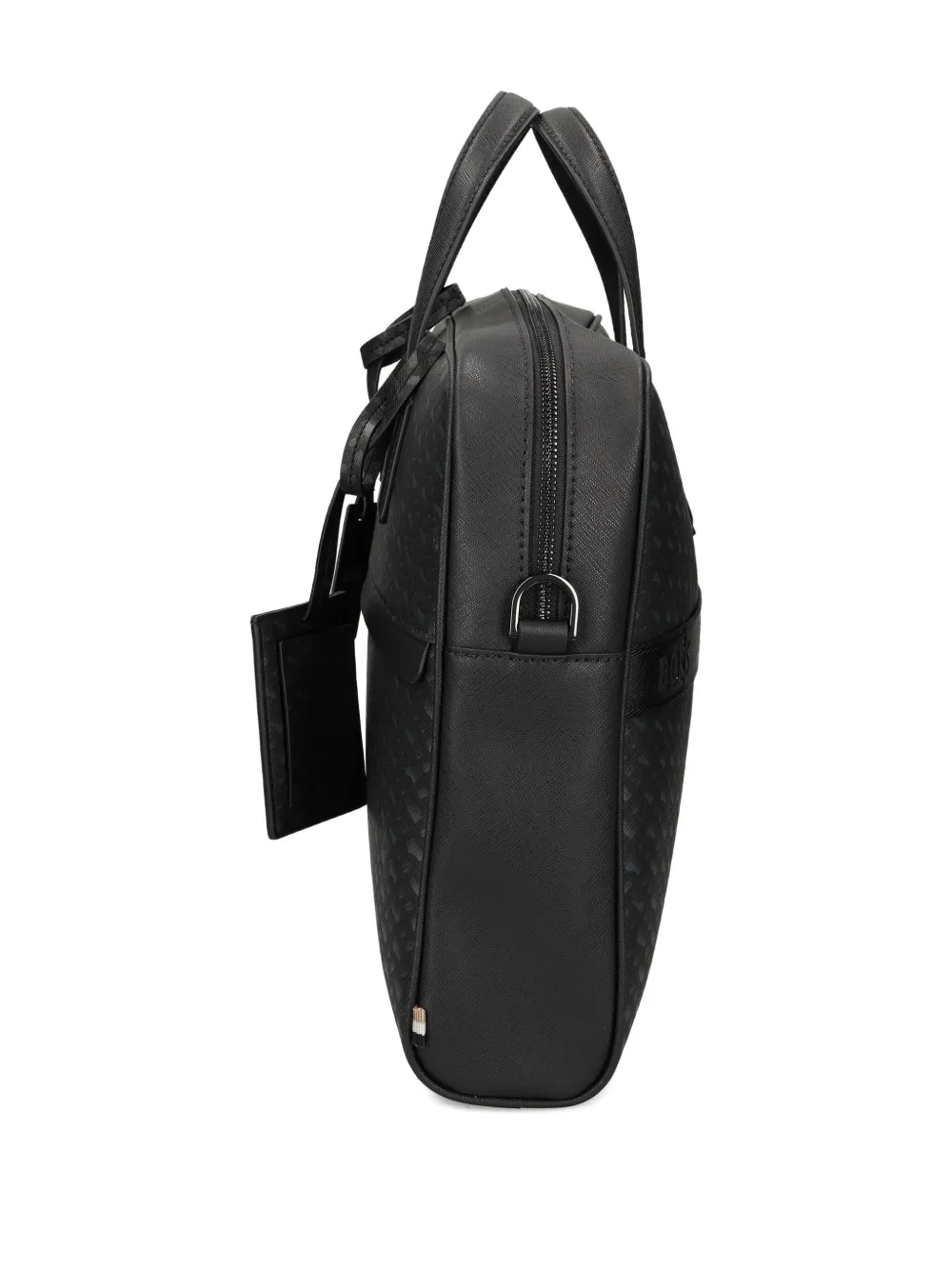 BOSS Leren messengertas met logoplakkaat en handgreep Zwart