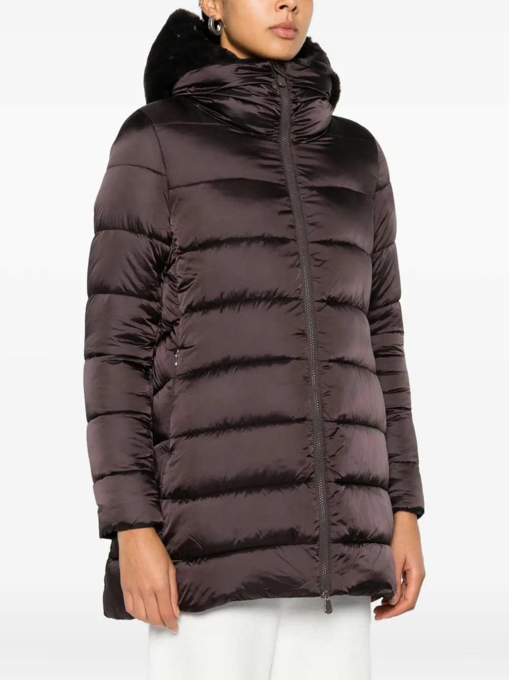 Save The Duck Long-sleeved Hooded Cotton Suit In Brown