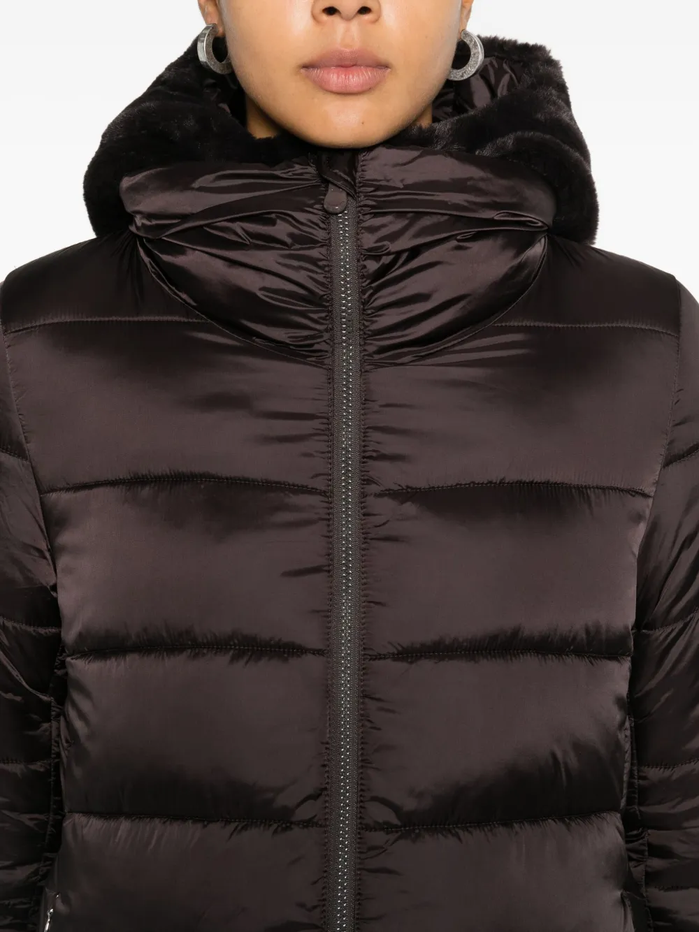 Save The Duck Jas van imitatiebont met rits Bruin