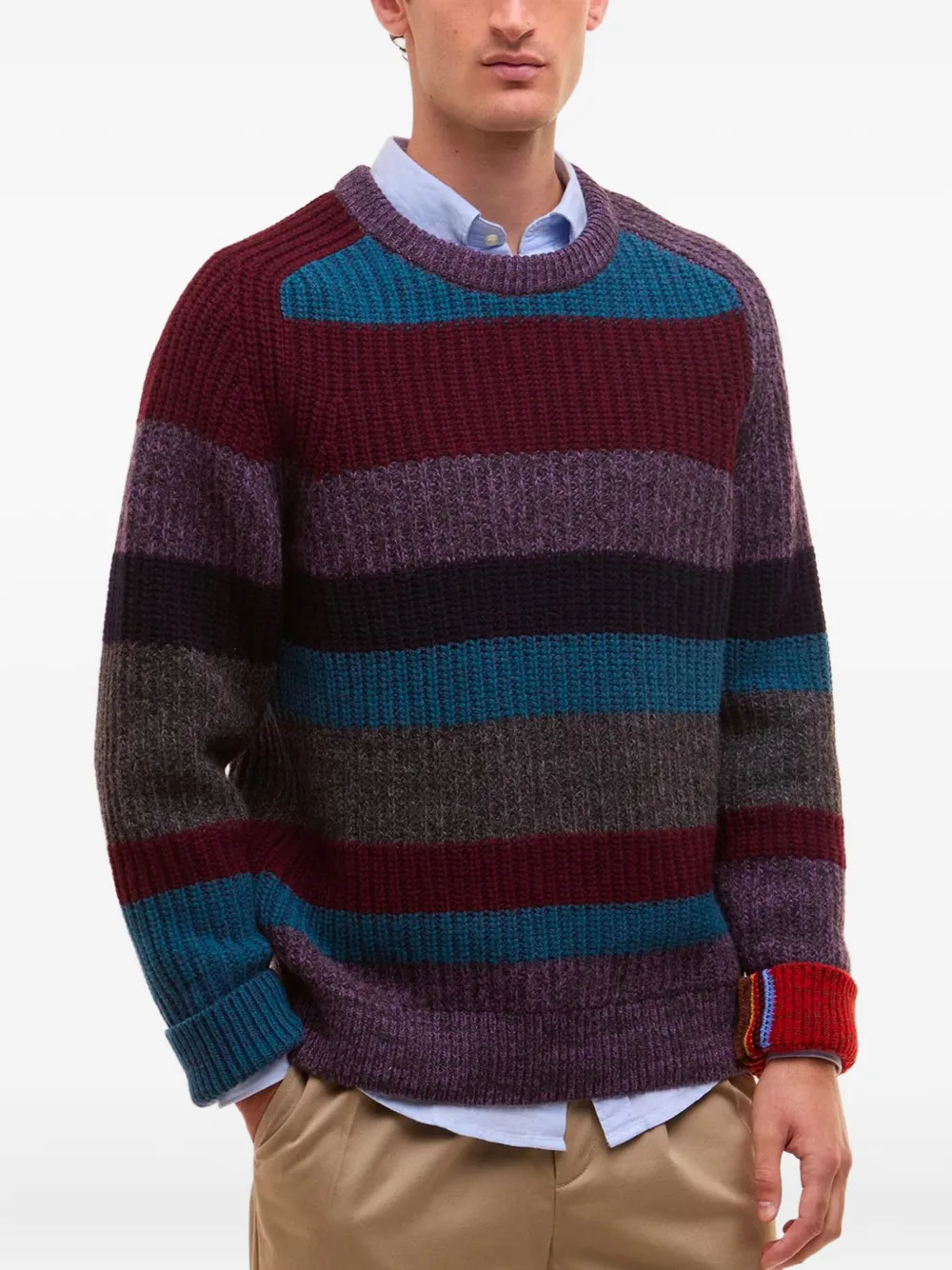 Paul Smith striped-pattern crew-neck sweater - Paars