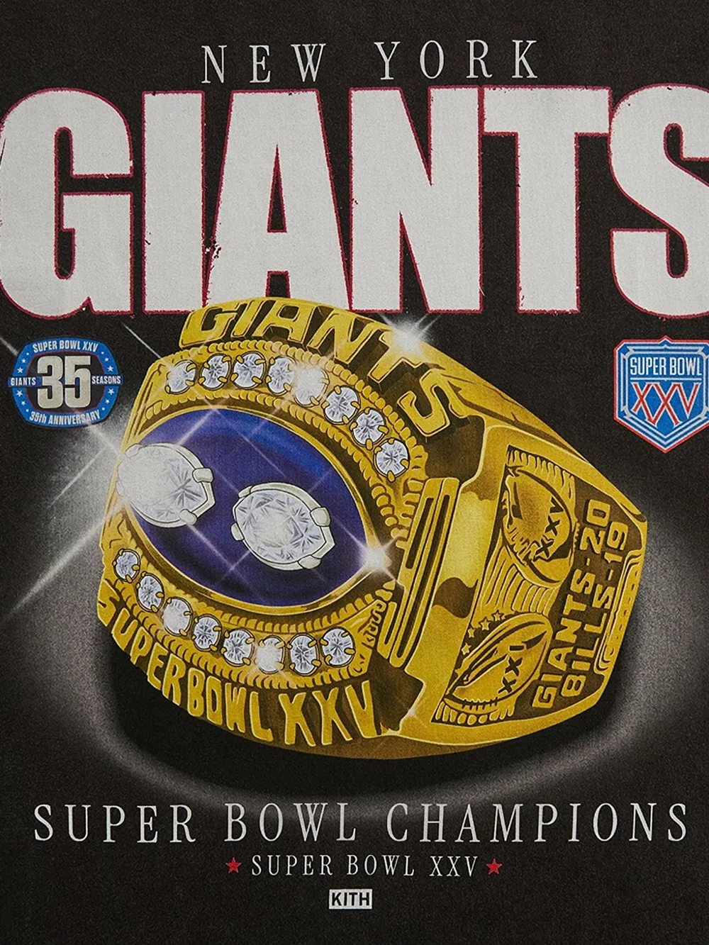 KITH NFL New York Giants Ring Vintage Jones T-shirt - Zwart