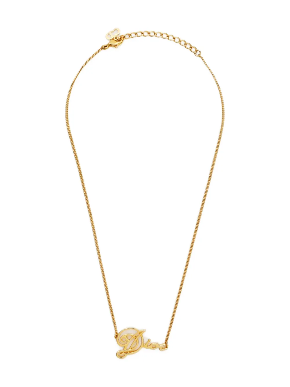Pre-owned Dior 1970-1990s Logo-pendant Necklace In Gold