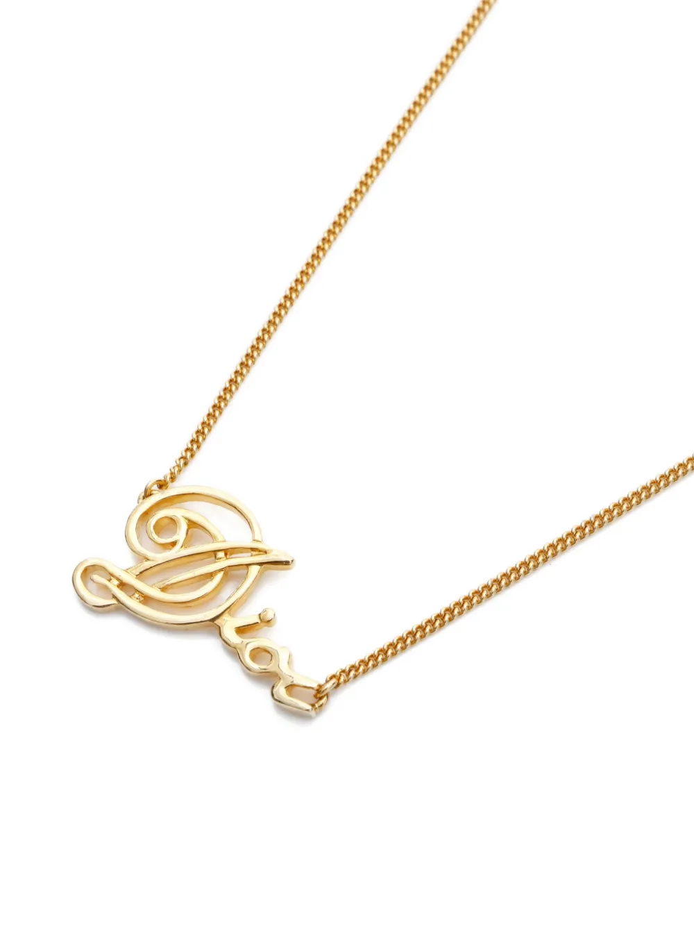 Pre-owned Dior 1970-1990s Logo-pendant Necklace In Gold