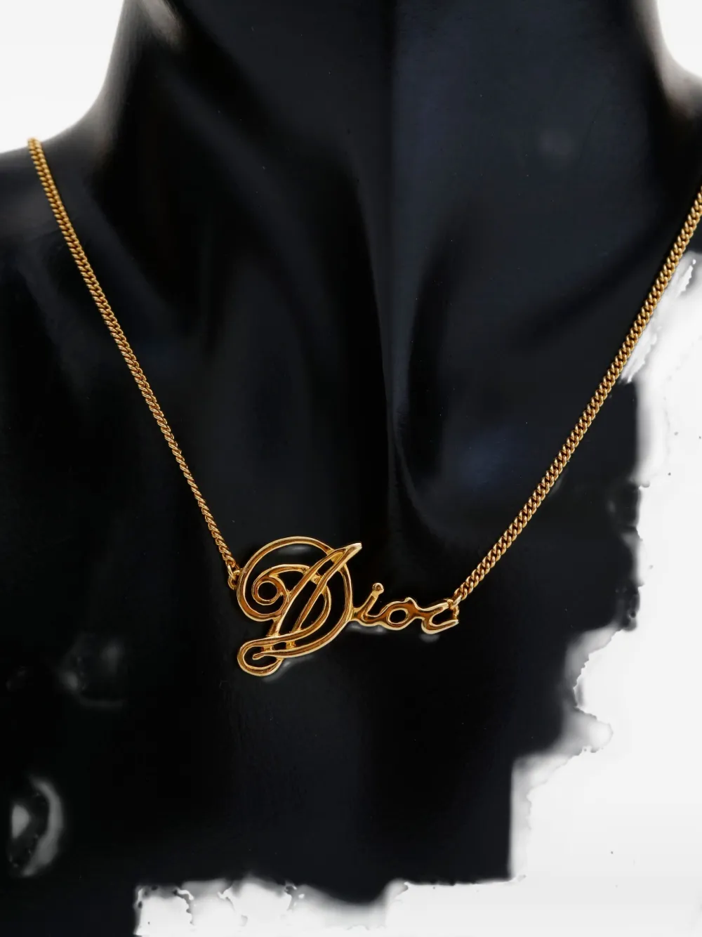 Pre-owned Dior 1970-1990s Logo-pendant Necklace In Gold
