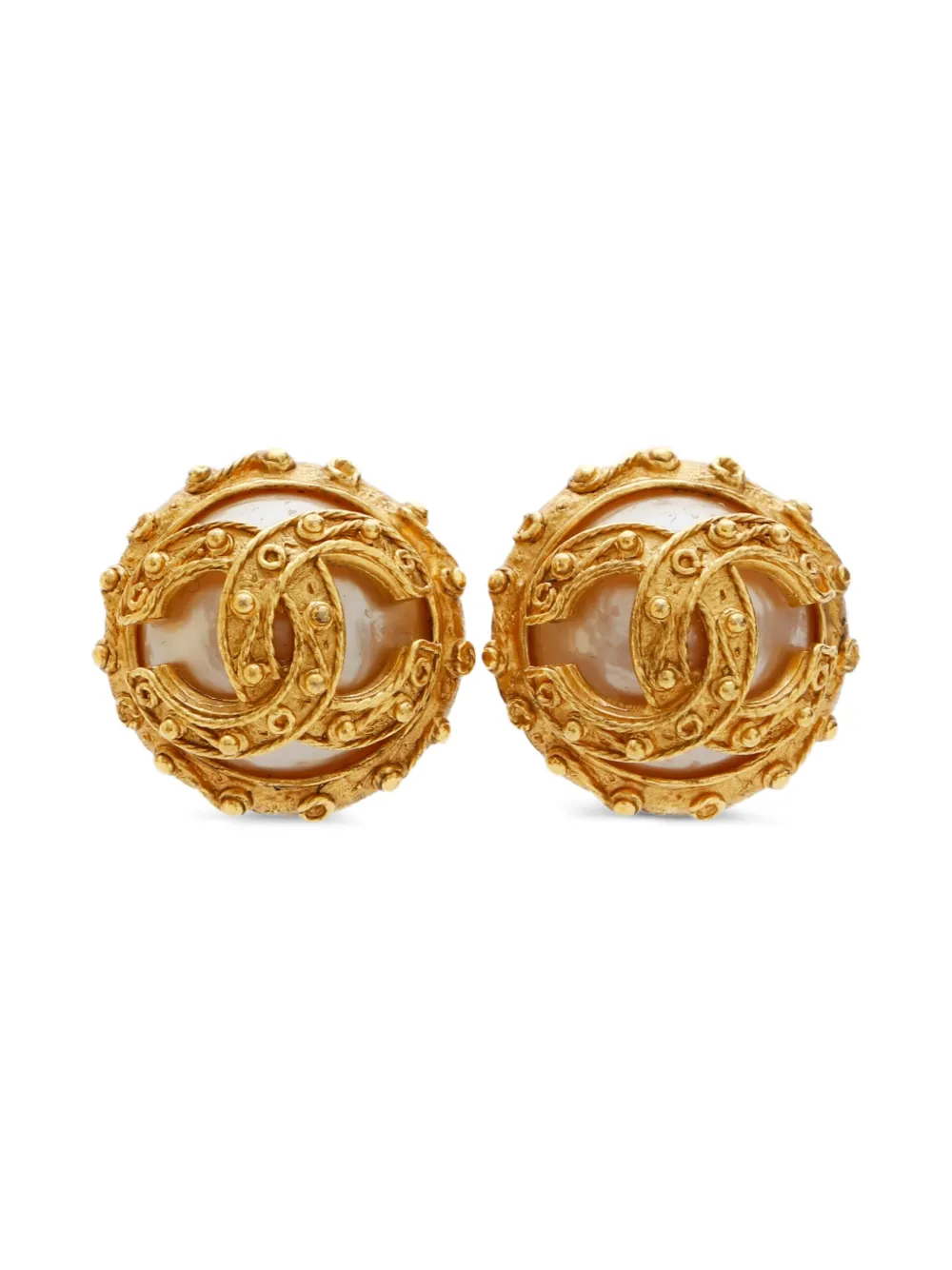 CHANEL Pre-Owned aretes de clip con logo CC 1994 | dorado | Image 1