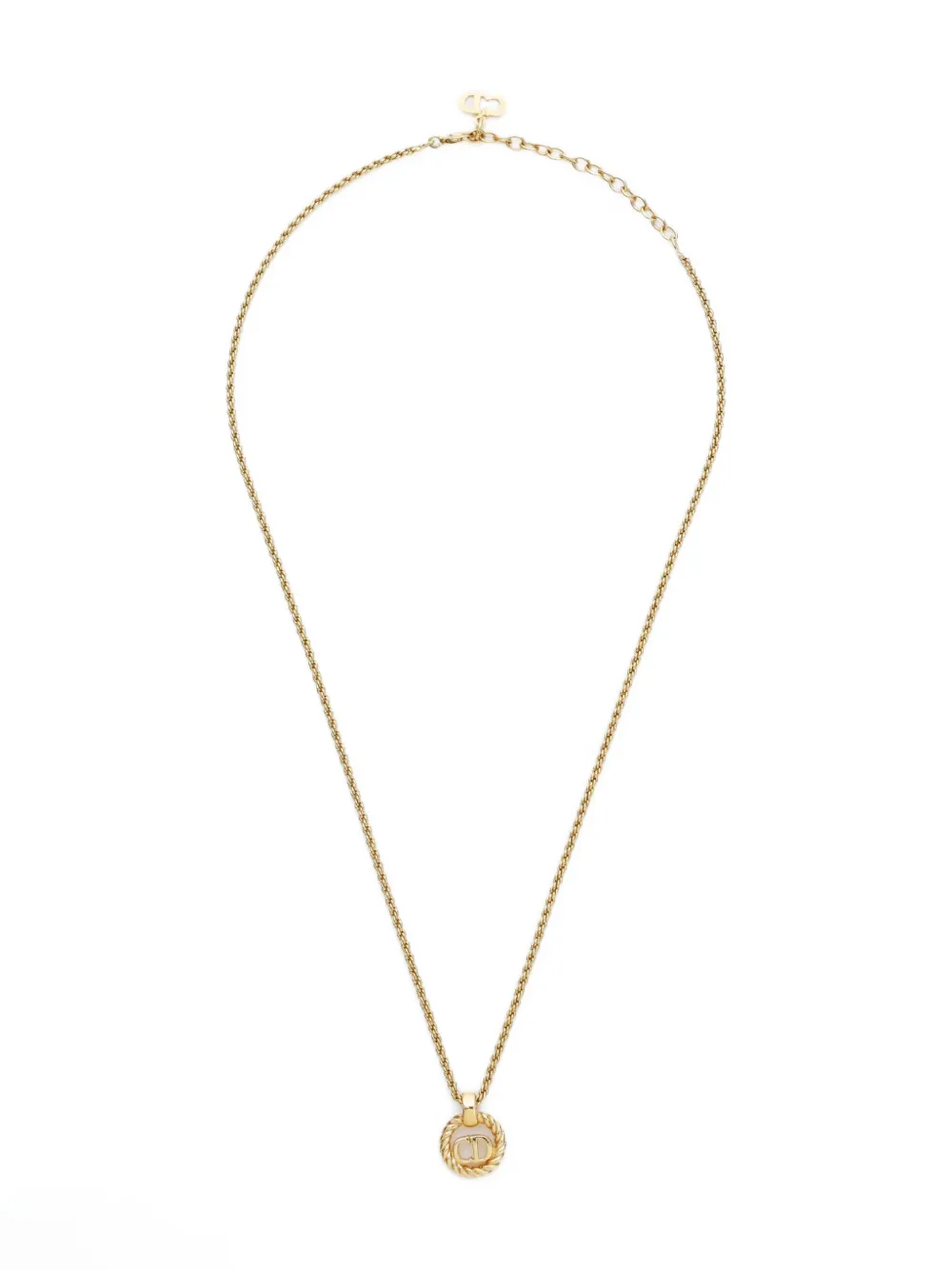 Pre-owned Dior 1970-1990s Logo-pendant Chain Necklace In Gold