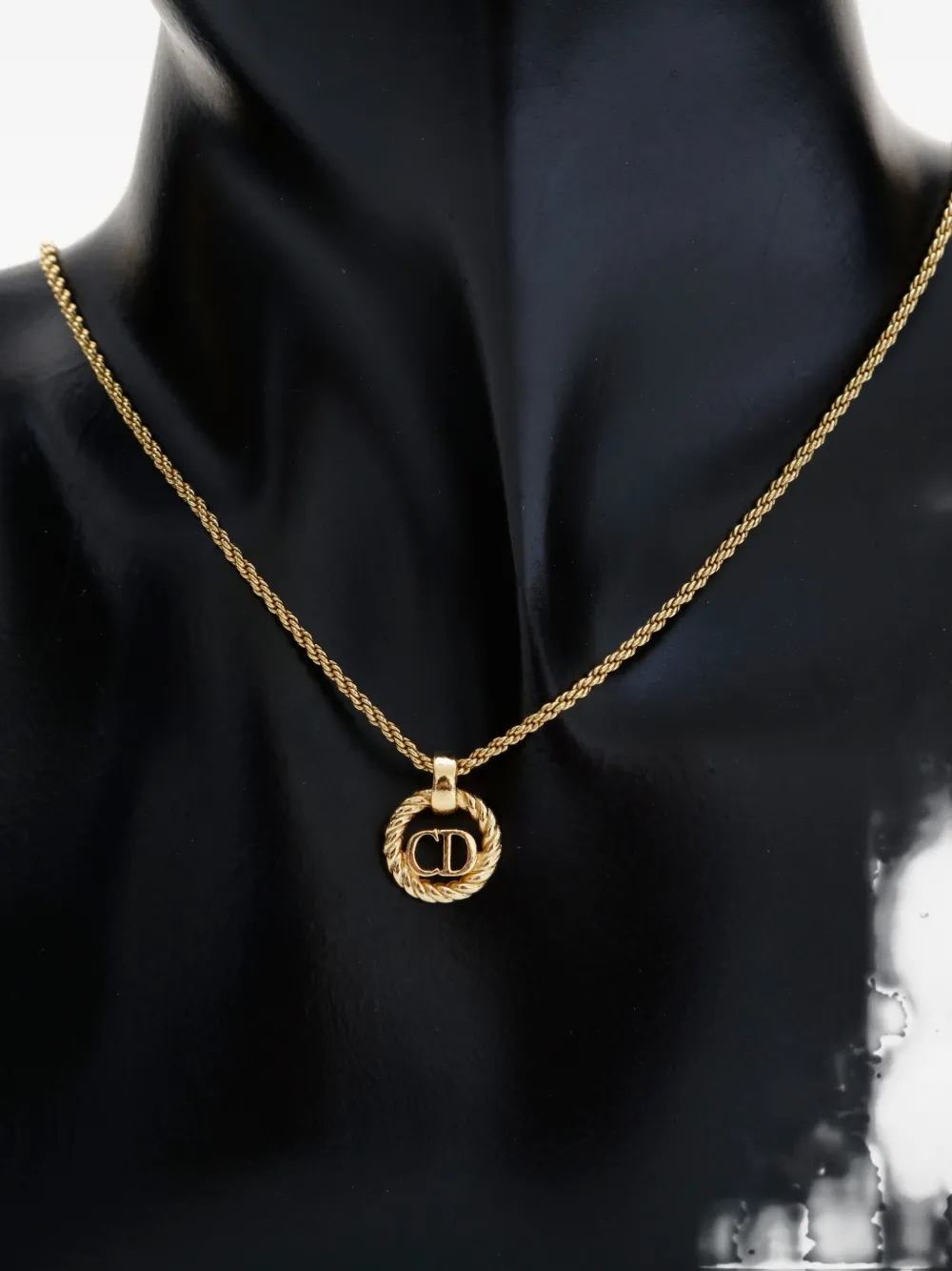 Pre-owned Dior 1970-1990s Logo-pendant Chain Necklace In Gold