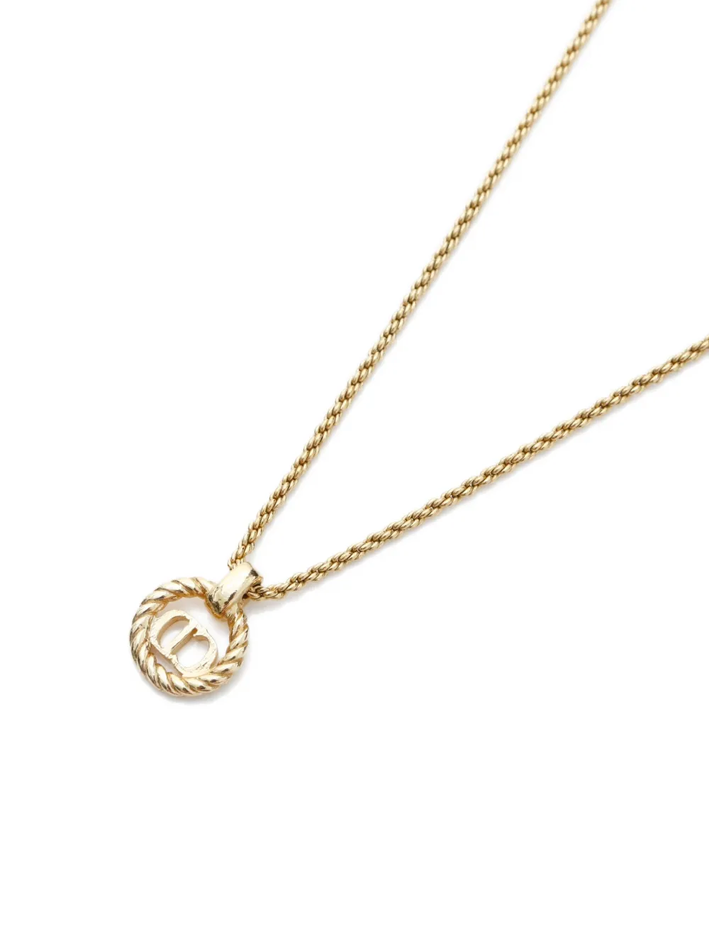 Pre-owned Dior 1970-1990s Logo-pendant Chain Necklace In Gold