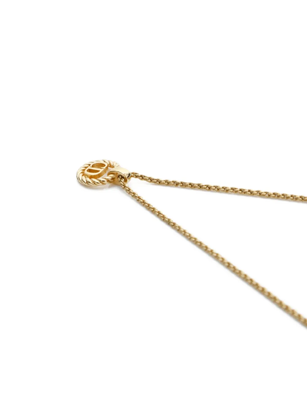 Pre-owned Dior 1970-1990s Logo-pendant Chain Necklace In Gold