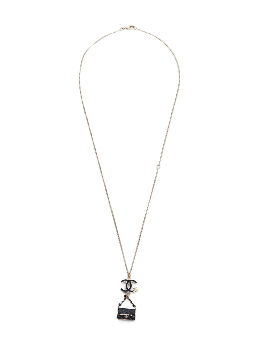 Pre-owned Chanel 2013 Cc Bag-pendant Necklace In Gold