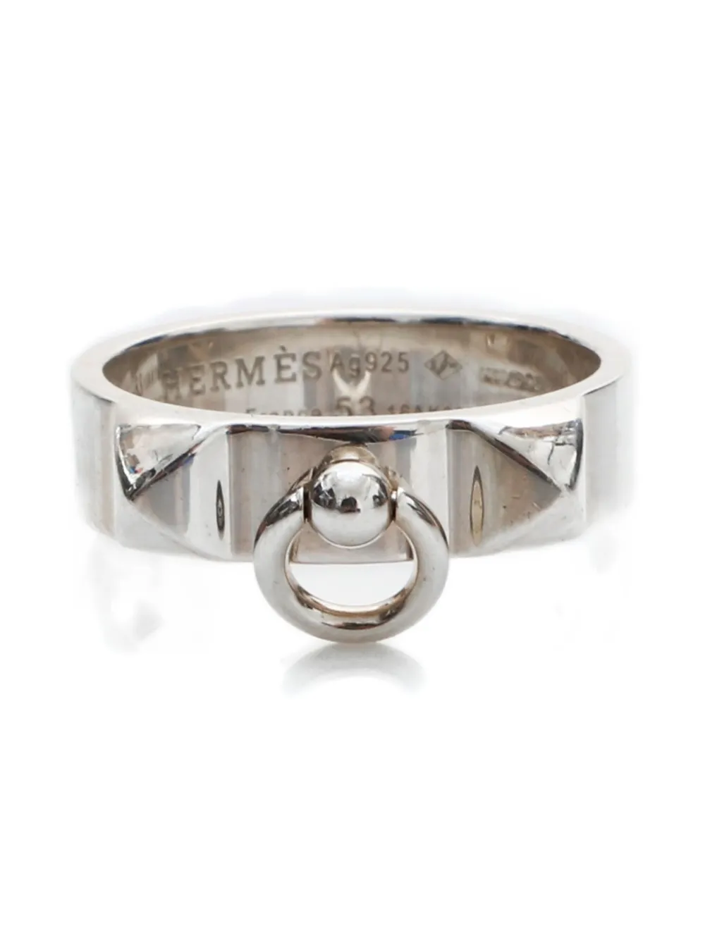 Pre-owned Hermes 2016 Collier De Chien Ring In Silver