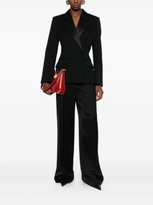 Veste Blazer Femme LANVIN En Tweed Noir - Épaule Structurée, Col Satiné - Taille M - Occasion Excellente