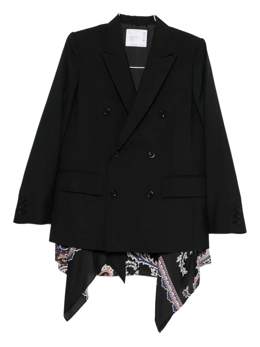 sacai double-breasted paisley blazer - Nero
