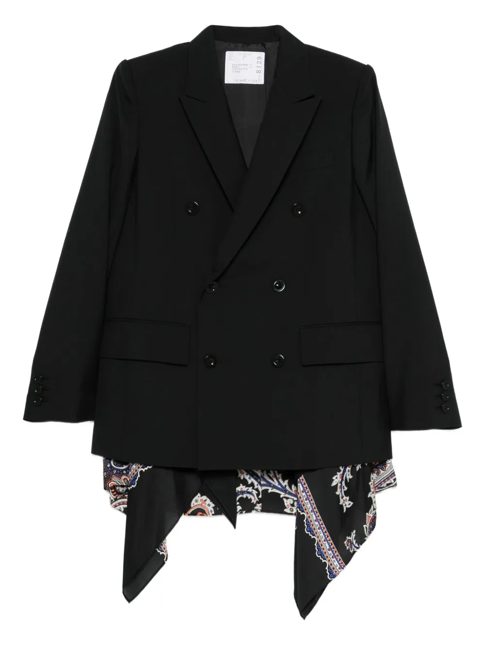 sacai ペイズリーダブルジャケット - ブラック sacai ペイズリーダブルジャケット - ブラック