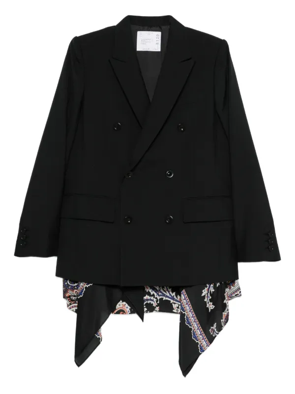 Sacai ペイズリーダブルジャケット | ブラック | FARFETCH JP