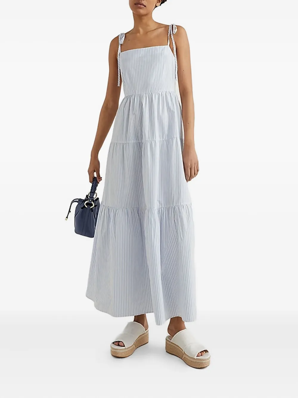 Tommy Hilfiger striped tiered midi dress | White | Image 1