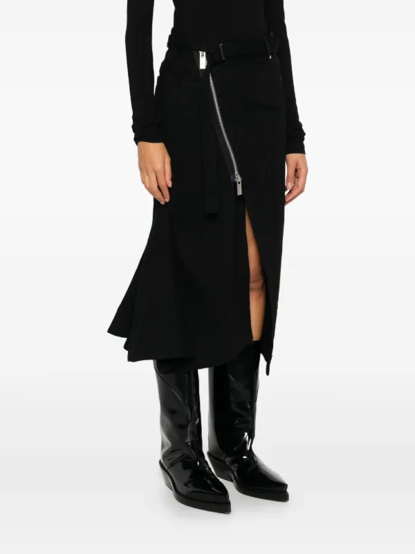 Sacai ジップディテール スカート | ブラック | FARFETCH JP