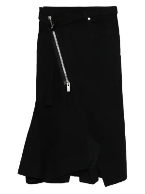 Sacai zip-detail Pleated Skirt | Black | FARFETCH