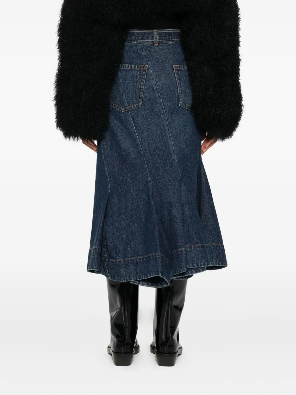 sacai Rok met rits en ceintuur Blauw