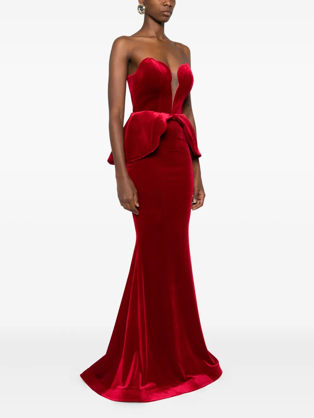 CRISTALLINI Andreacampanile strapless maxi-jurk met peplum-design Rood