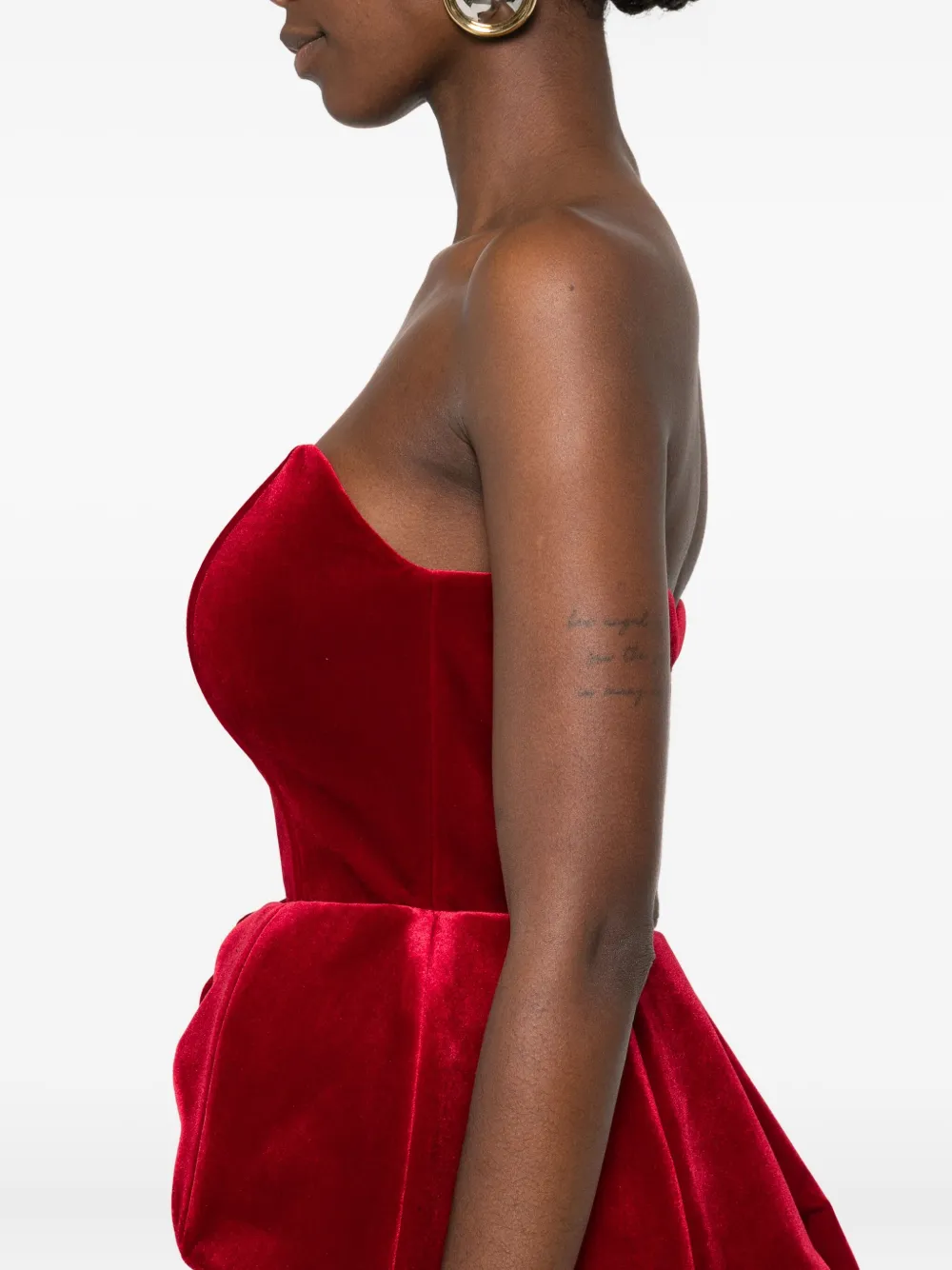 CRISTALLINI Andreacampanile strapless maxi-jurk met peplum-design Rood