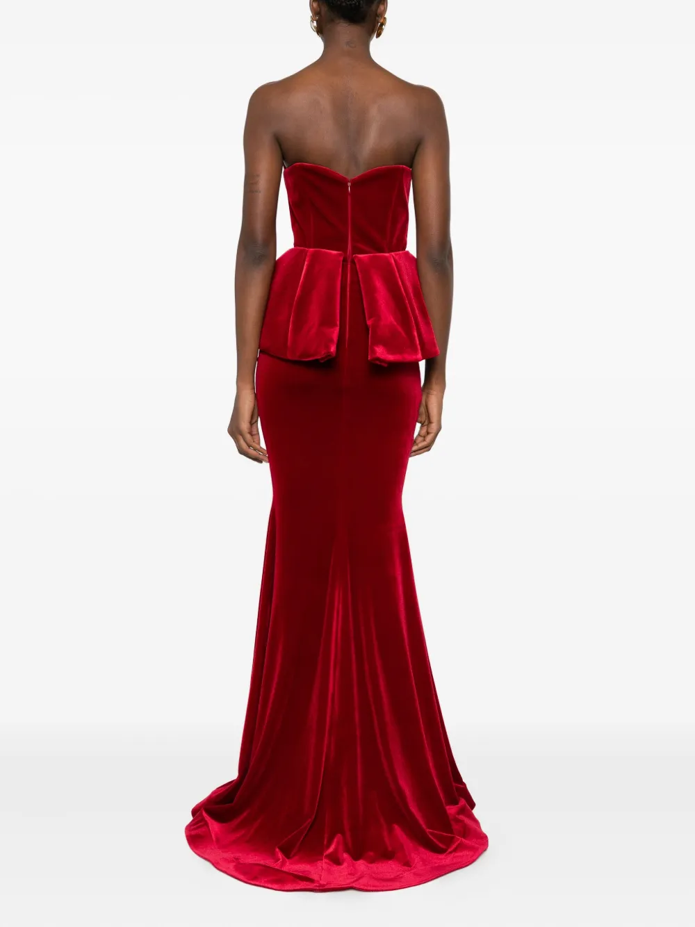 CRISTALLINI Andreacampanile strapless maxi-jurk met peplum-design Rood