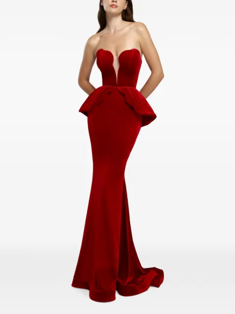 CRISTALLINI Ariadna peplum strapless maxi dress