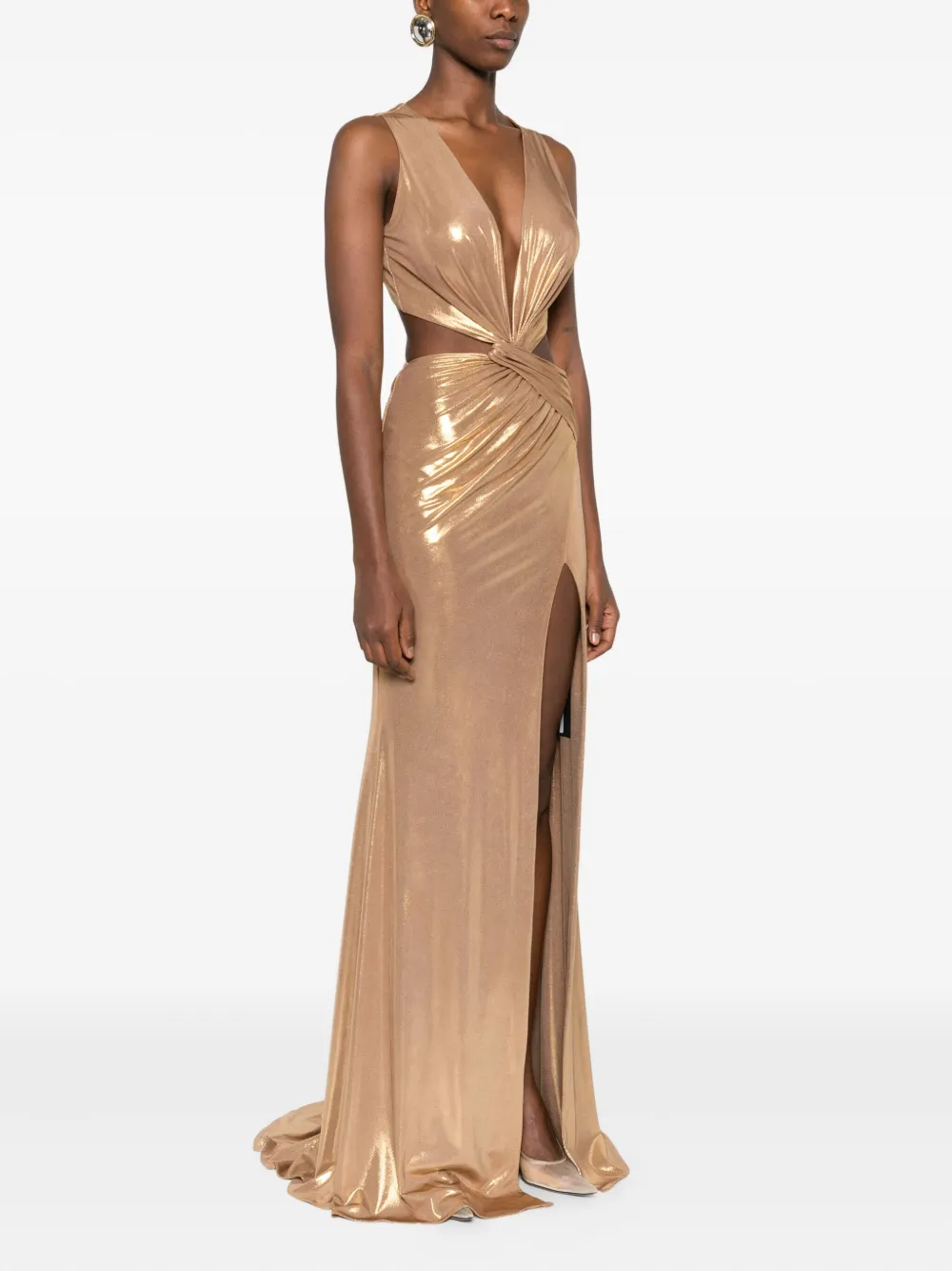 CRISTALLINI Seraphina maxi-jurk met uitgesneden details Goud