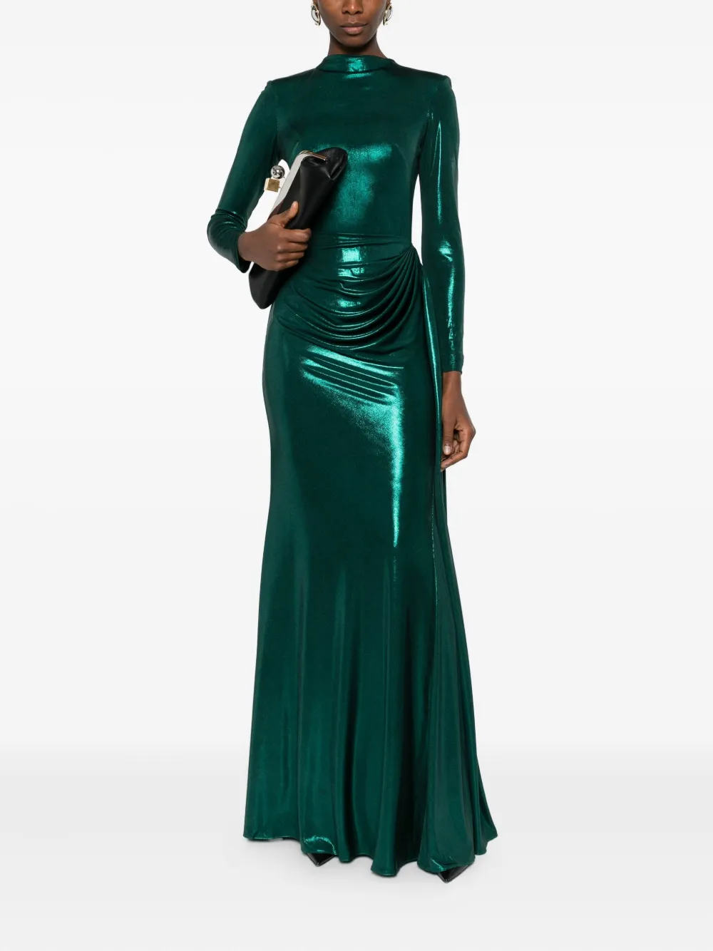 CRISTALLINI Nyssia draped maxi dress - Groen