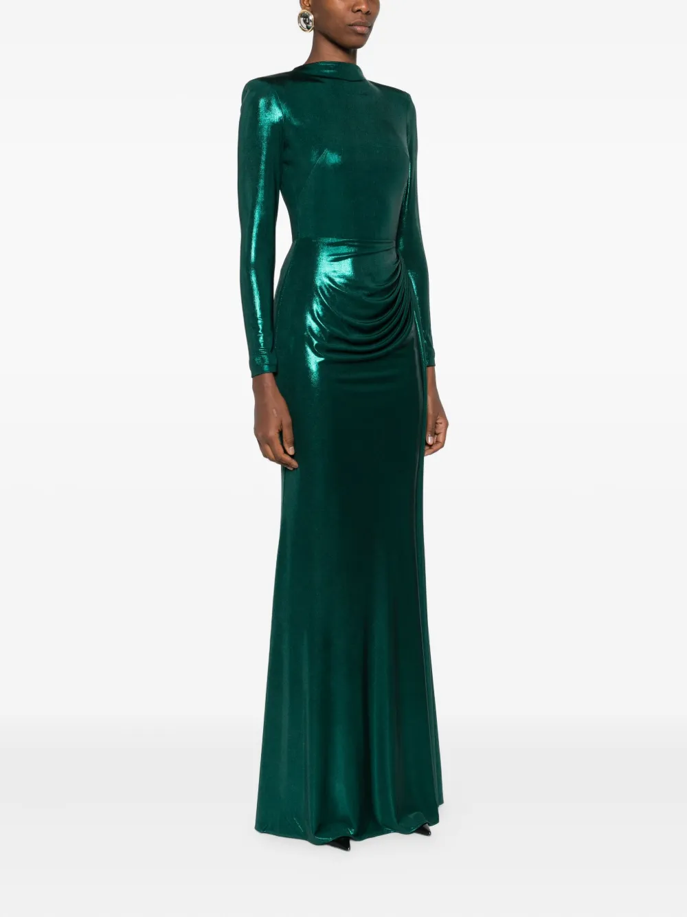 CRISTALLINI Nyssia gedrapeerde maxi-jurk Groen