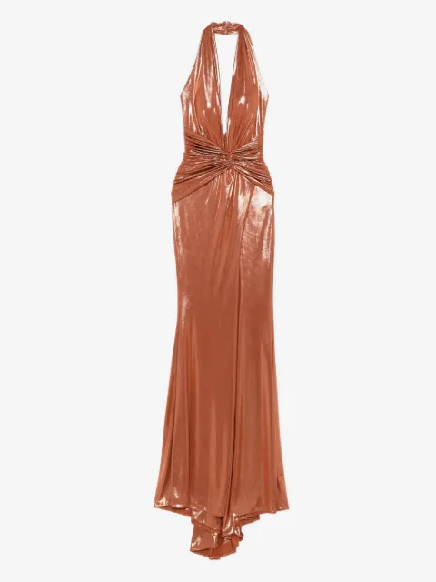 CRISTALLINI Cyra halter-neck knotted maxi dress