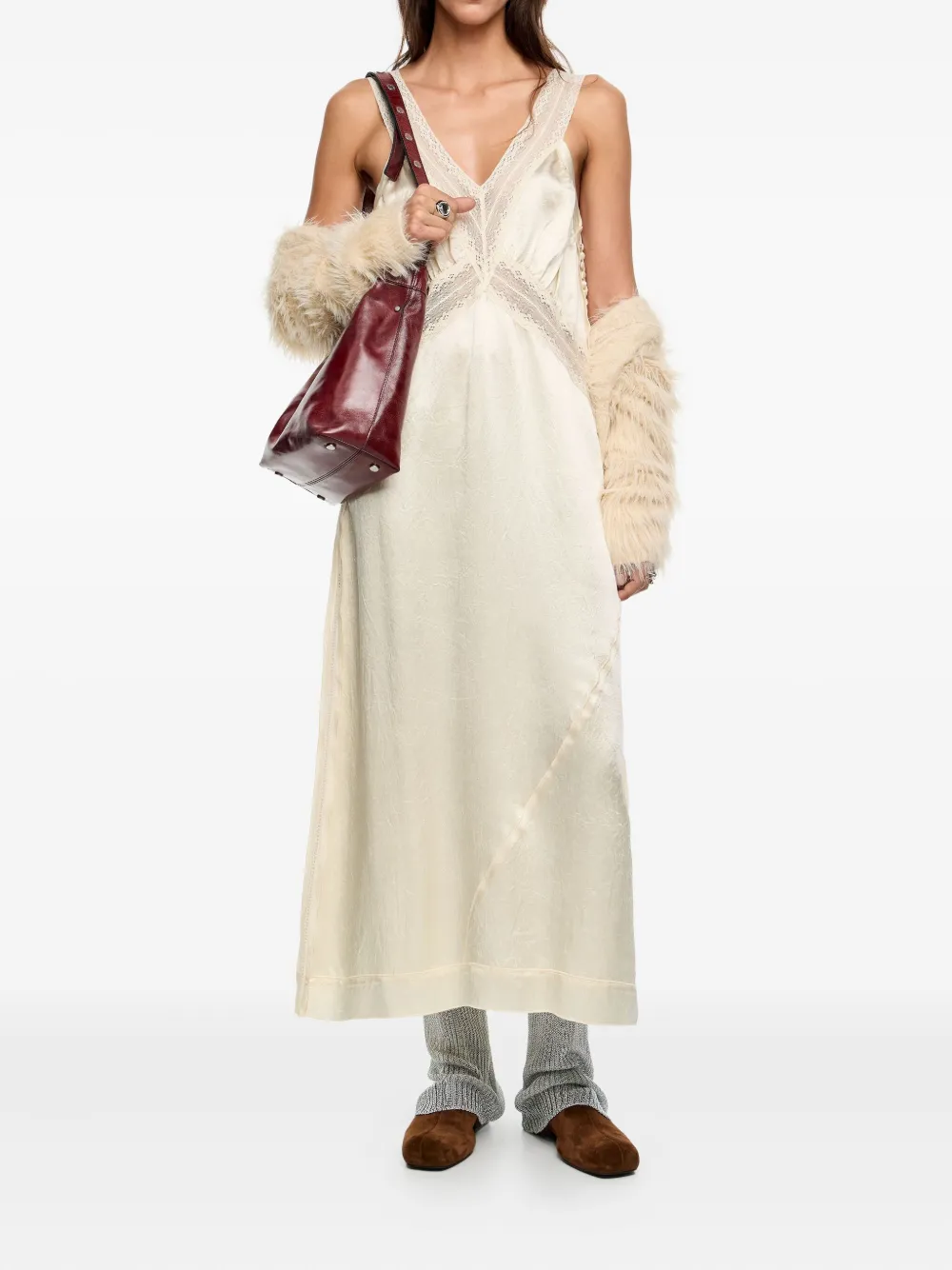 Bimba y Lola Jurk met kant - Beige