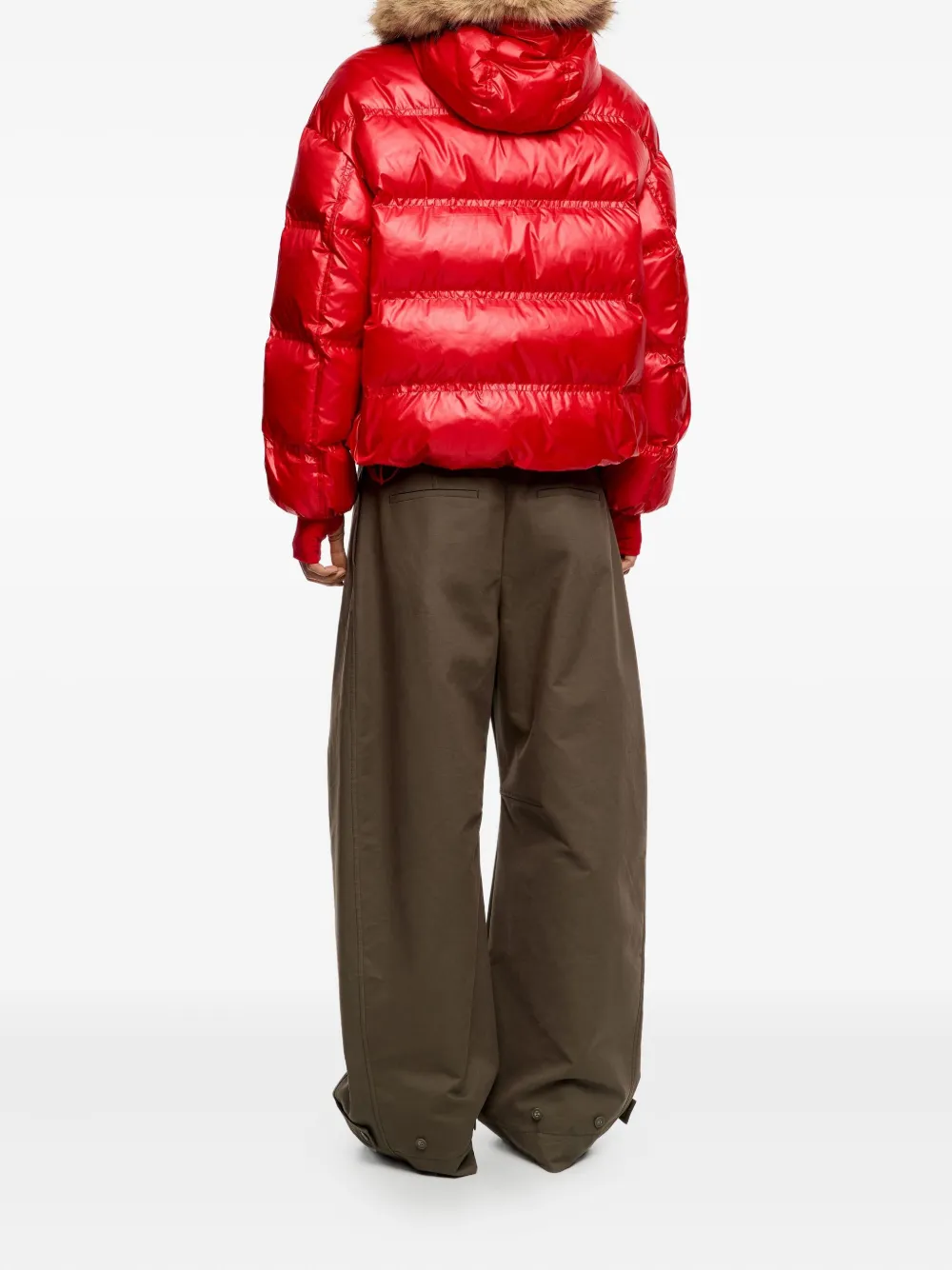 Bimba Y Lola Fur Hooded Puffer Jacket In Multi