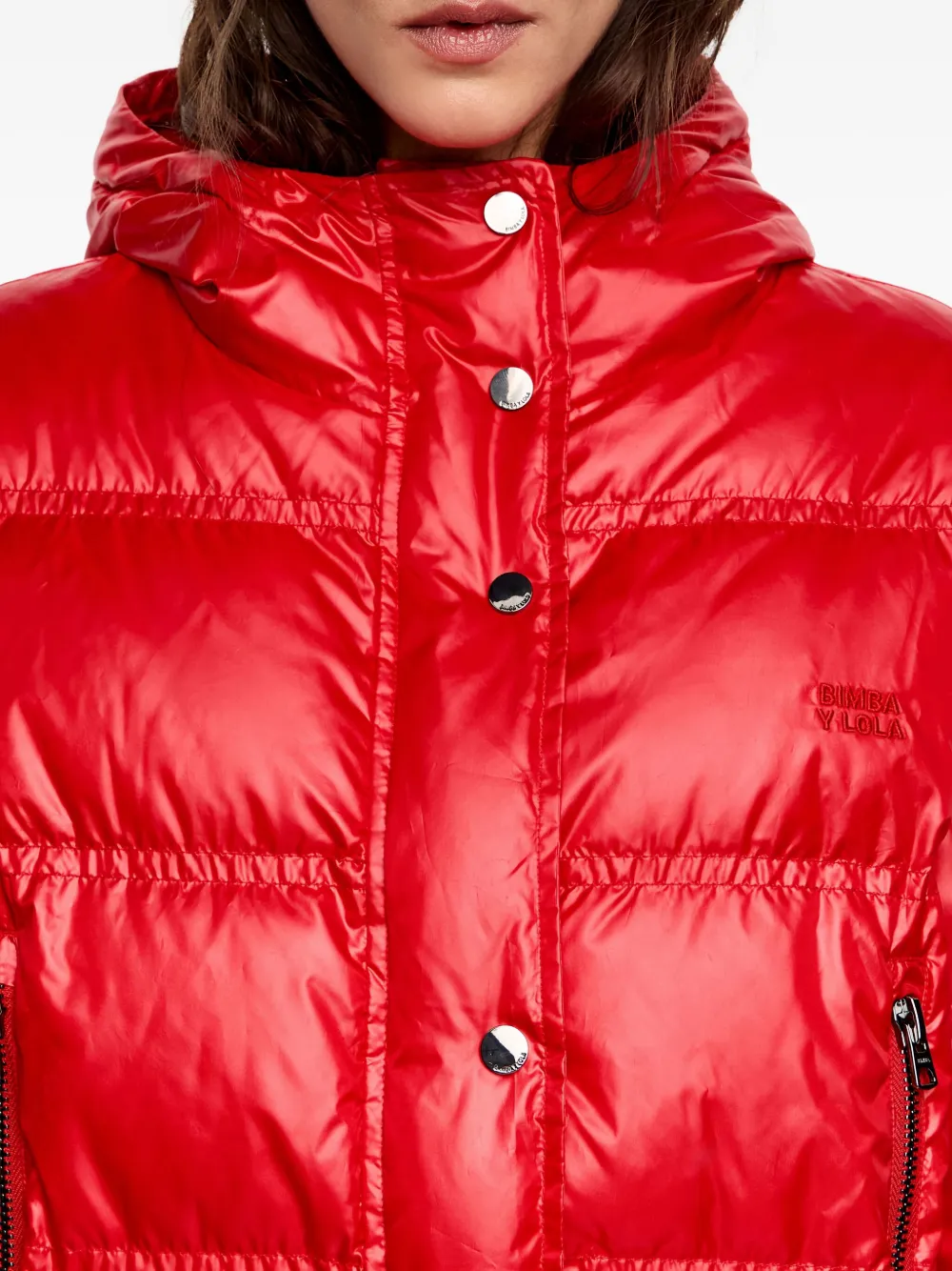 Bimba Y Lola Fur Hooded Puffer Jacket In Multi