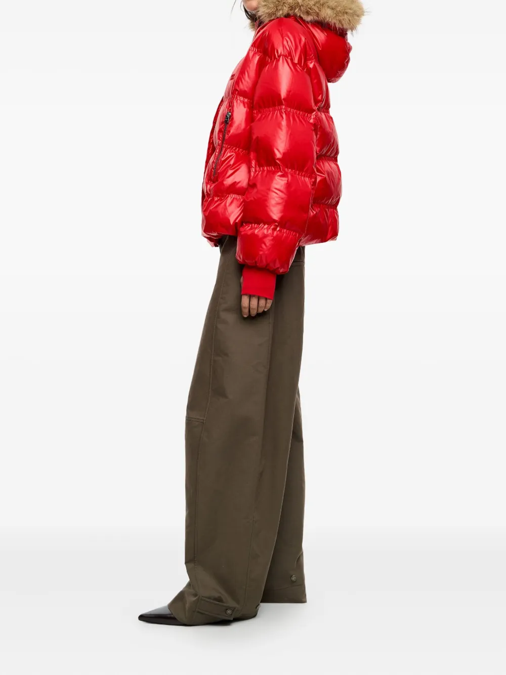 Bimba Y Lola Fur Hooded Puffer Jacket In Multi