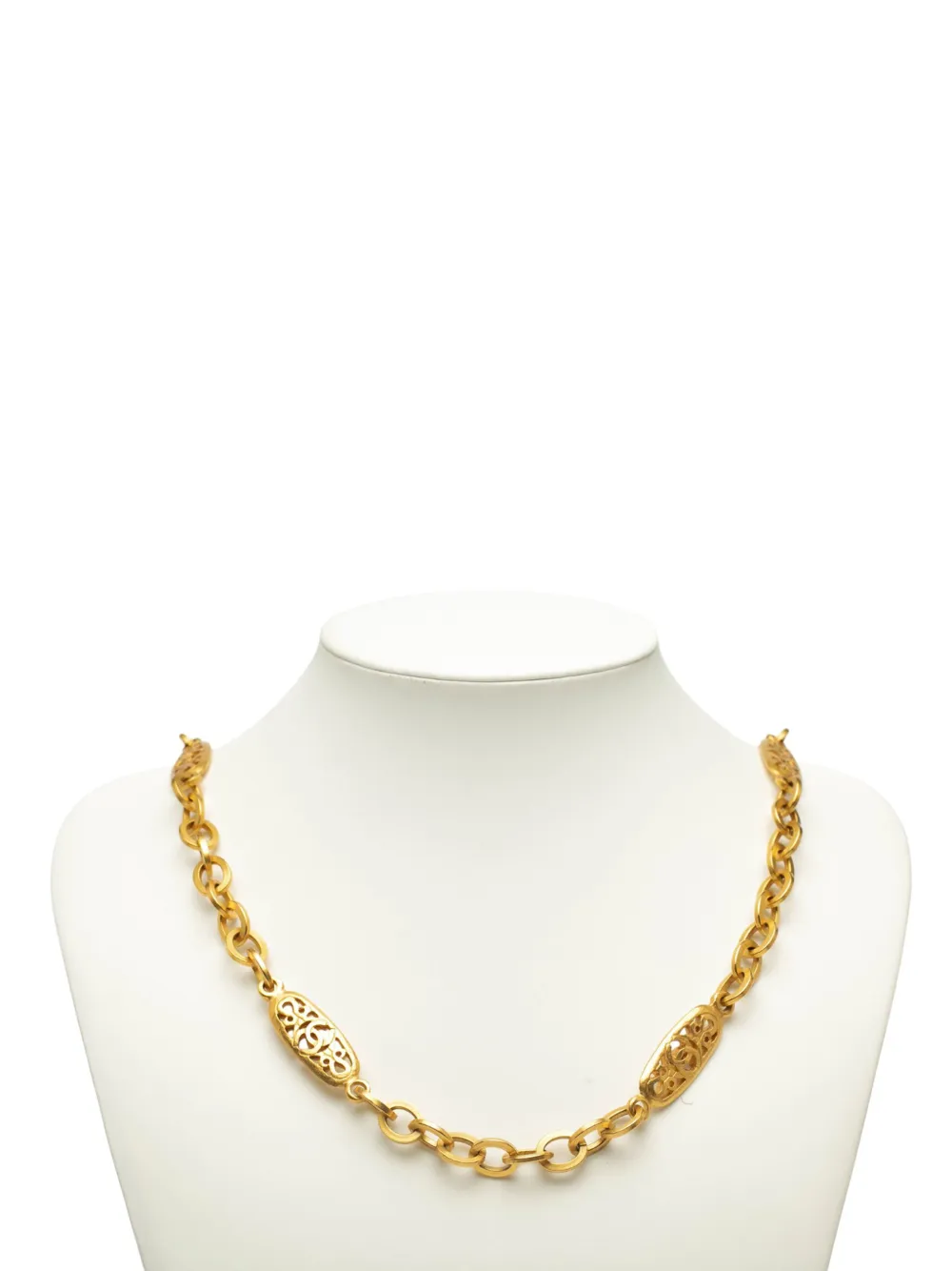 Pre-owned Chanel 1995 Gold Plated Chain Necklace Costume Necklace