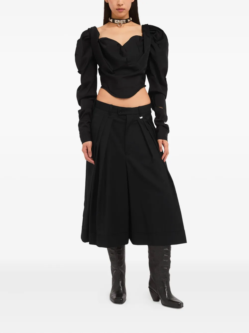 Vivienne Westwood Wide-leg Trousers Pleated Design In Black