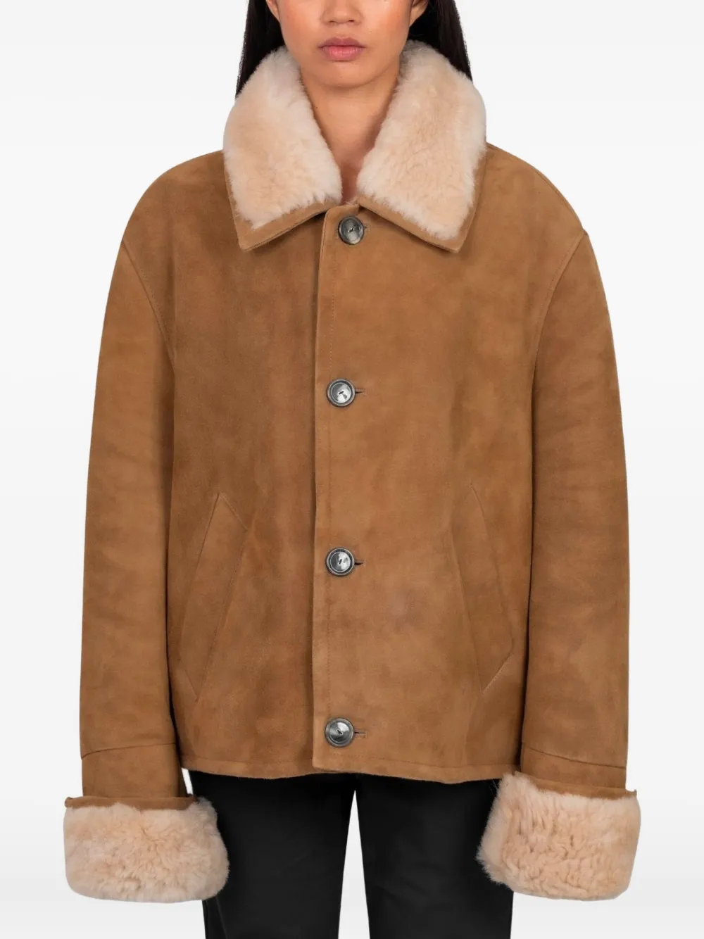 AMI Paris buttoned shearling jacket | Brown | Image 1