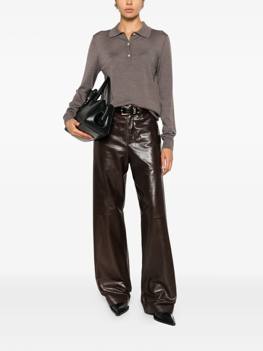 P.a.r.o.s.h Buttoned Collar Sweater In Brown