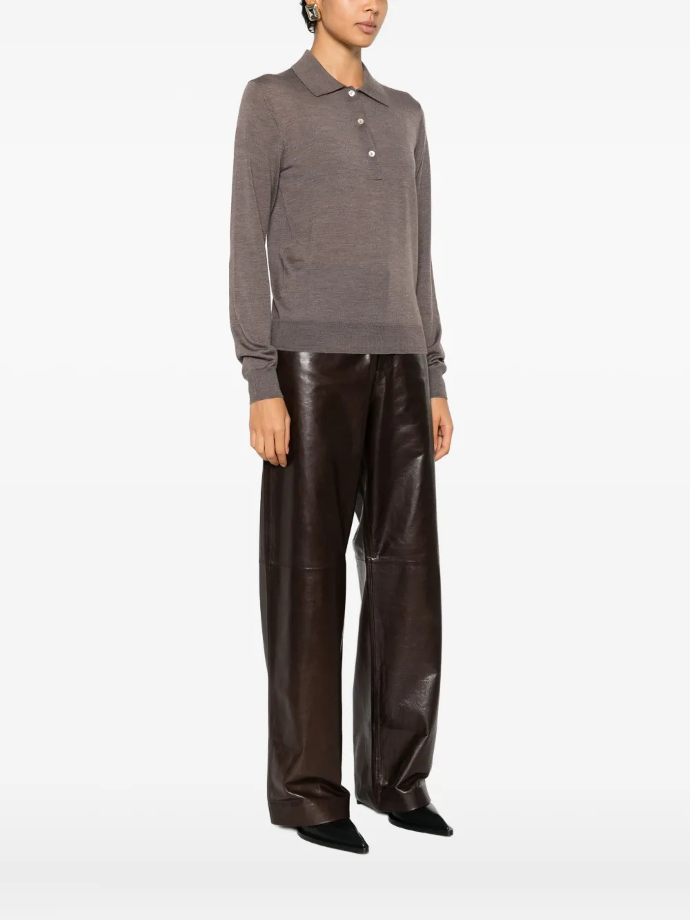 P.a.r.o.s.h Buttoned Collar Sweater In Brown