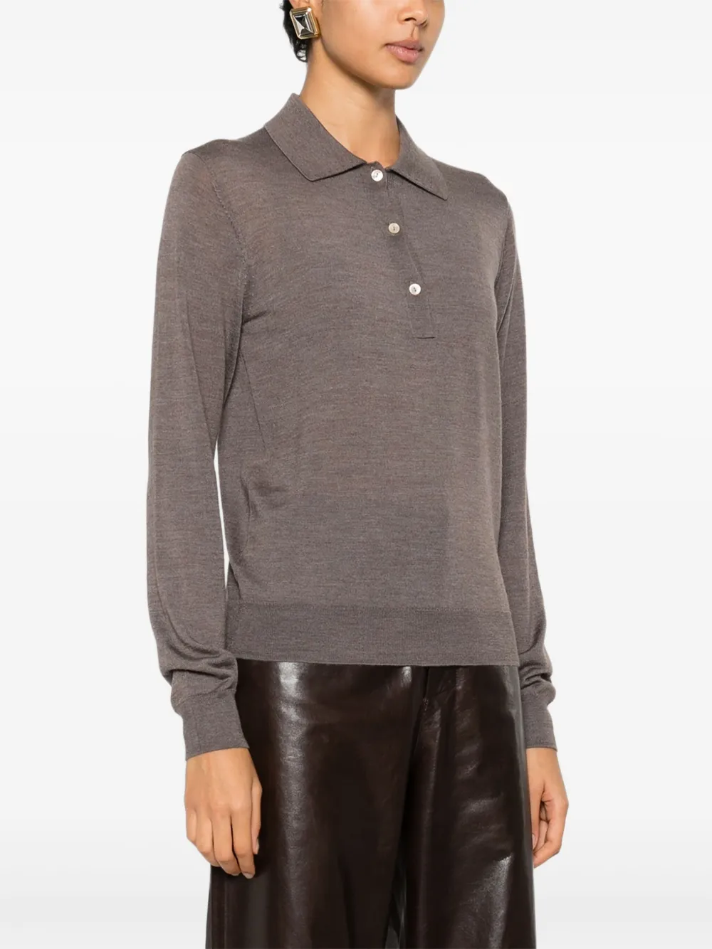 P.A.R.O.S.H. Trui met kraag met knopen Bruin