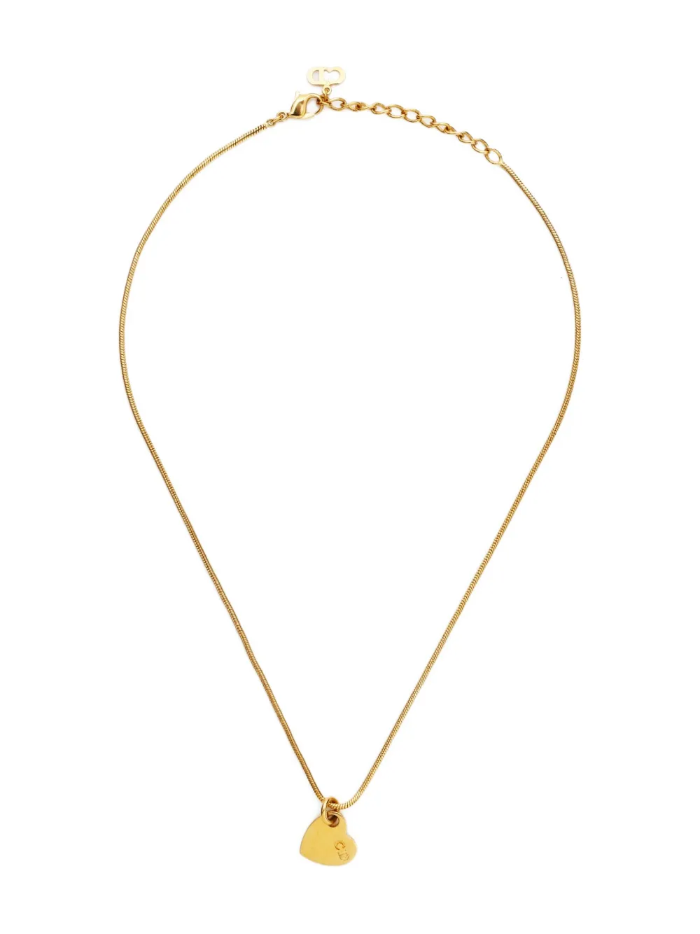 Pre-owned Dior 1970-1990s Heart-charm Necklace In Gold