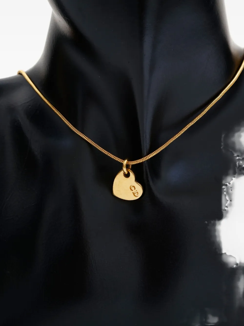 Pre-owned Dior 1970-1990s Heart-charm Necklace In Gold