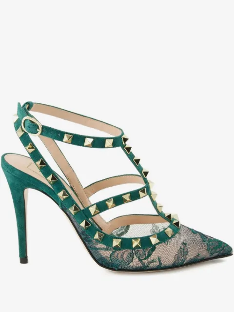 Valentino Garavani 100mm rockstud lace court pumps