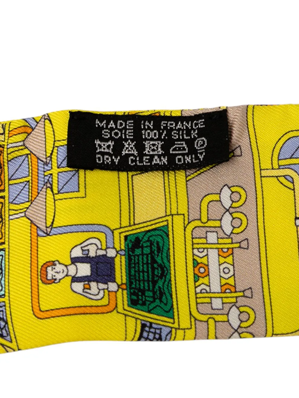 Pre-owned Hermes 1999-2007 La Maison Des Carres Twilly Silk Scarf Scarves In Yellow