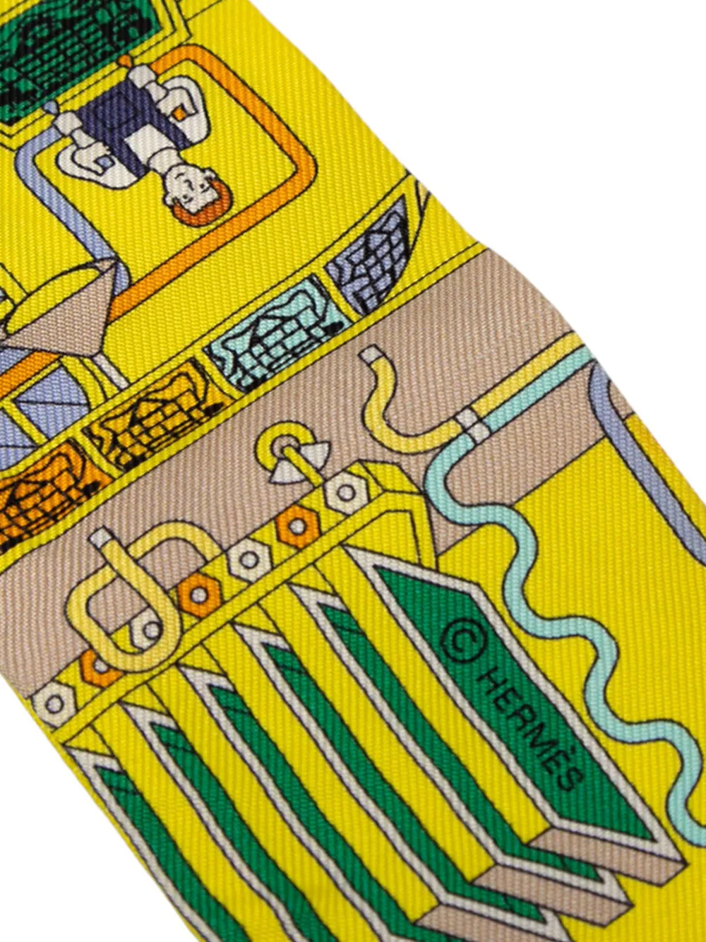 Pre-owned Hermes 1999-2007 La Maison Des Carres Twilly Silk Scarf Scarves In Yellow